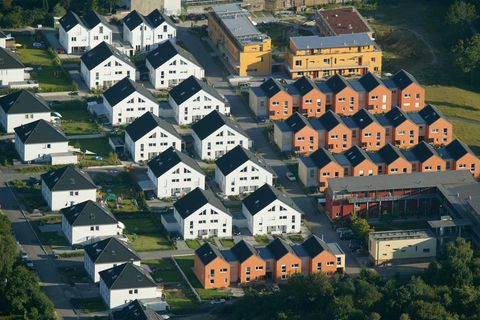 Luftaufnahme einer Neubausiedlung in Dortmund