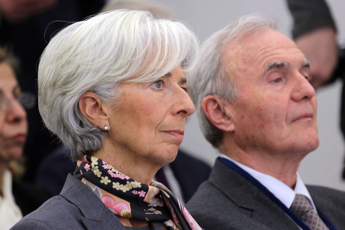 Otmar Issing 2016 mit der damaligen IWF-Chefin und heutigen EZB-Präsidentin Christine Lagarde im House of Finance der Frankfurter Goethe-Universität