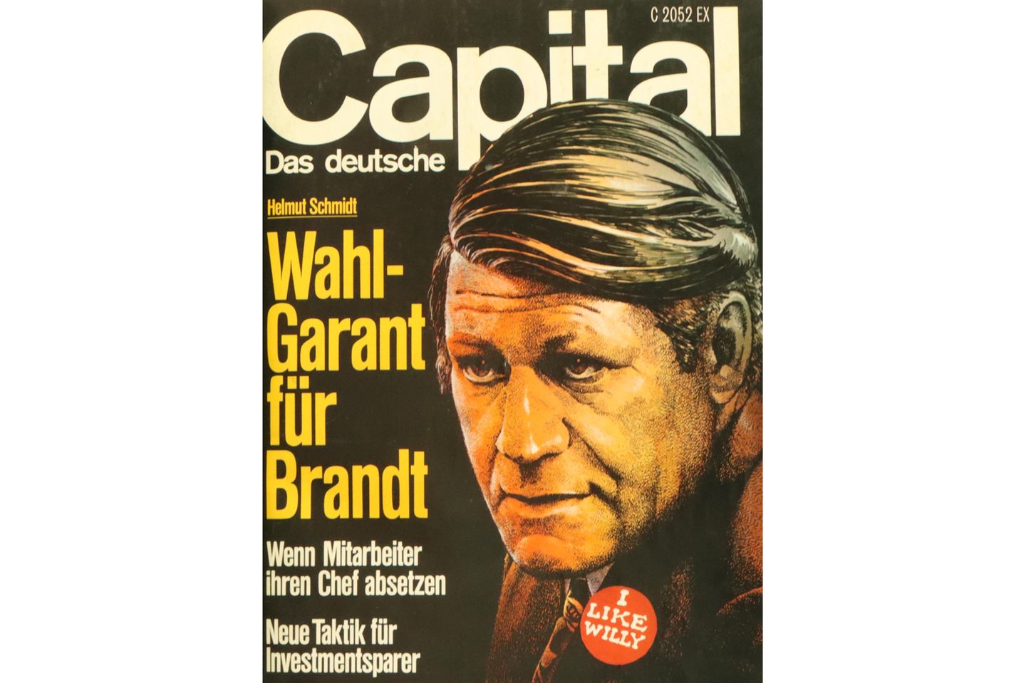 Cover aus 1969 mit einer Illustration von Helmut Schmidt, der einen "I like Willy"-Button trägt.