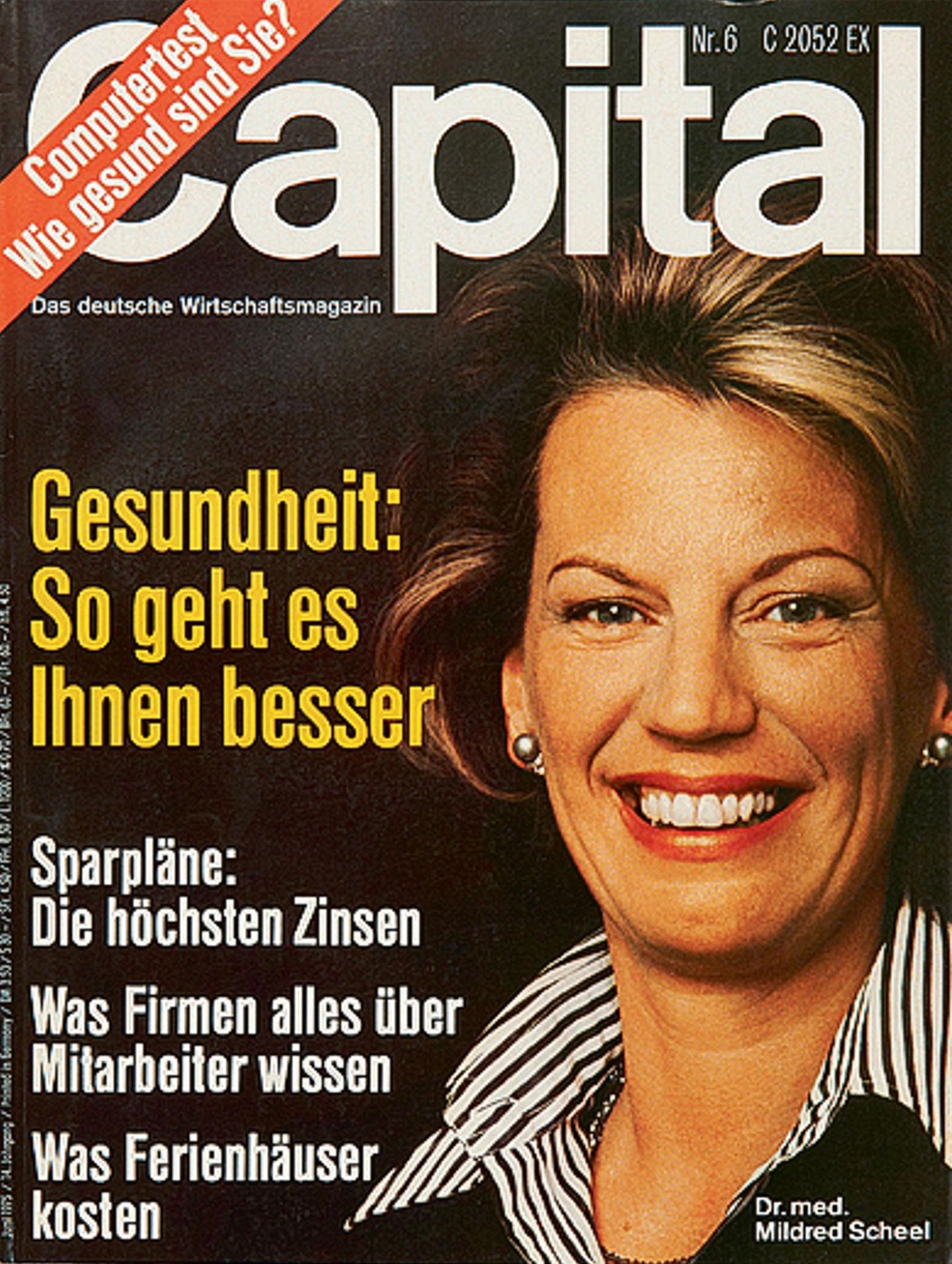 1974 schmückte tatsächlich einmal eine Frau ein Capital-Cover. Es handelte sich um Bundespräsidentengattin Mildred Scheel, Gründerin der Deutschen Krebshilfe