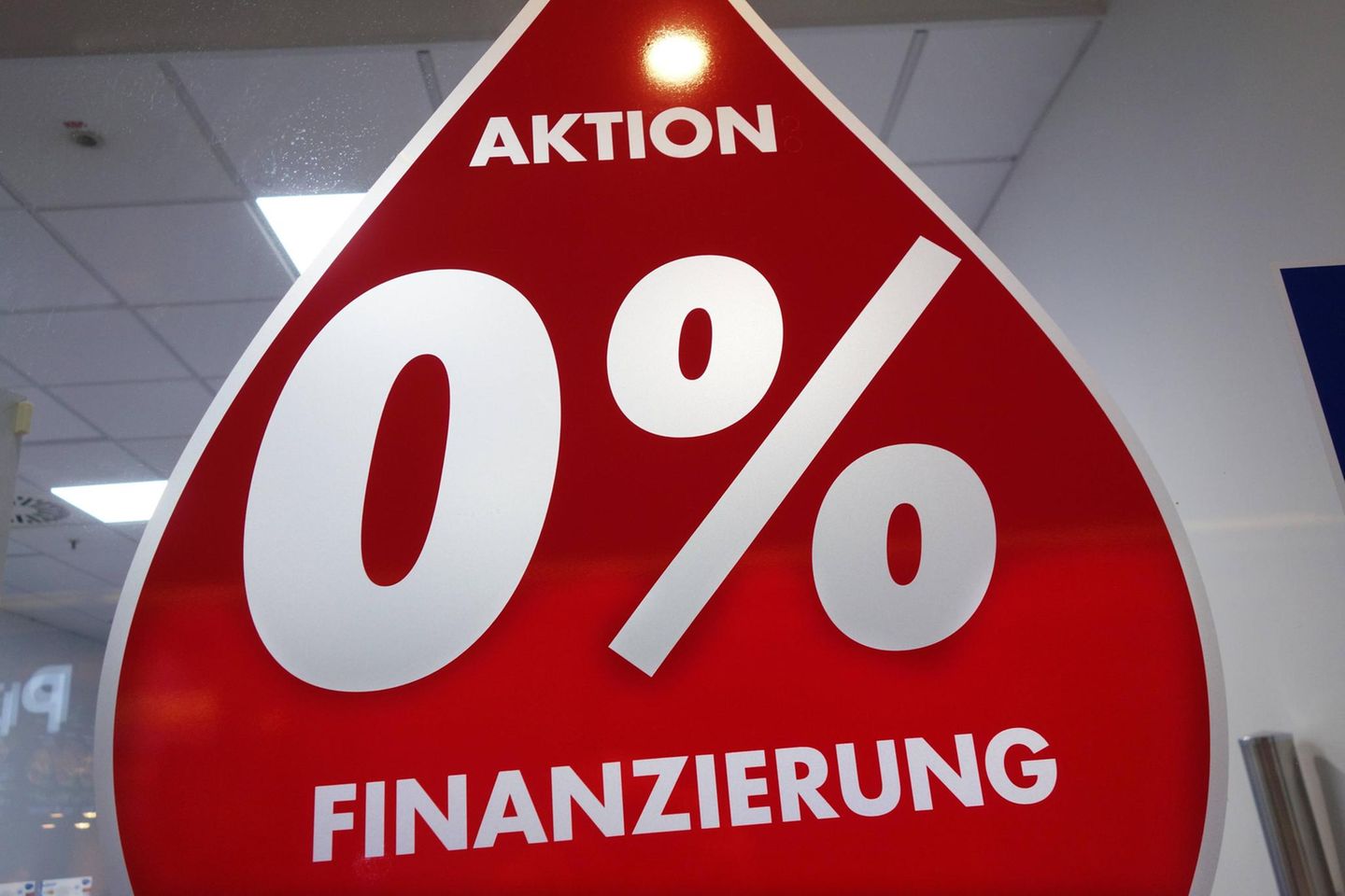 Werbeschild für eine Null-Prozent-Finanzierung