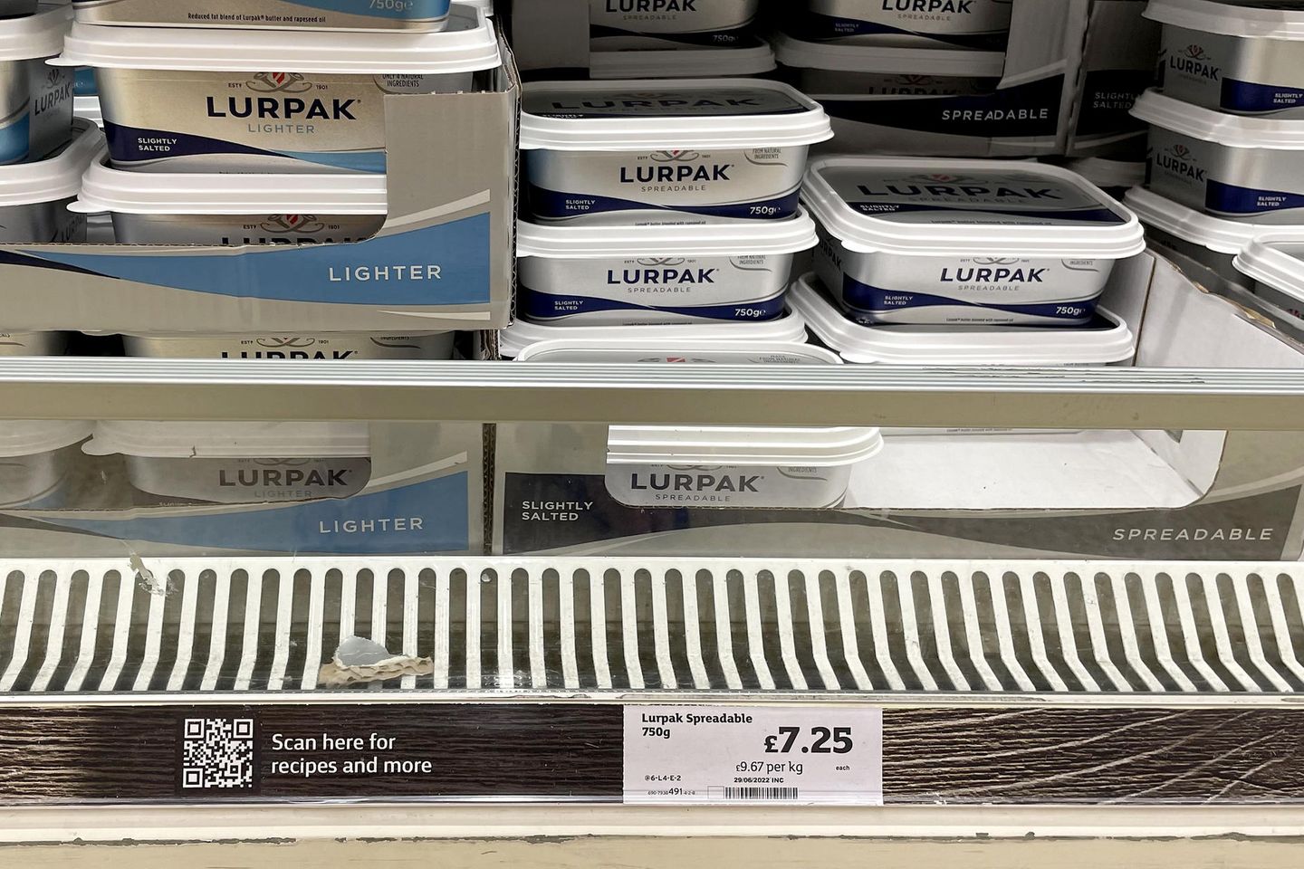 Die Preise für die in Großbritannien stark nachgefragte Butter von Lurpak sind zuletzt auf über 7 Pfund für 750 Gramm gestiegen