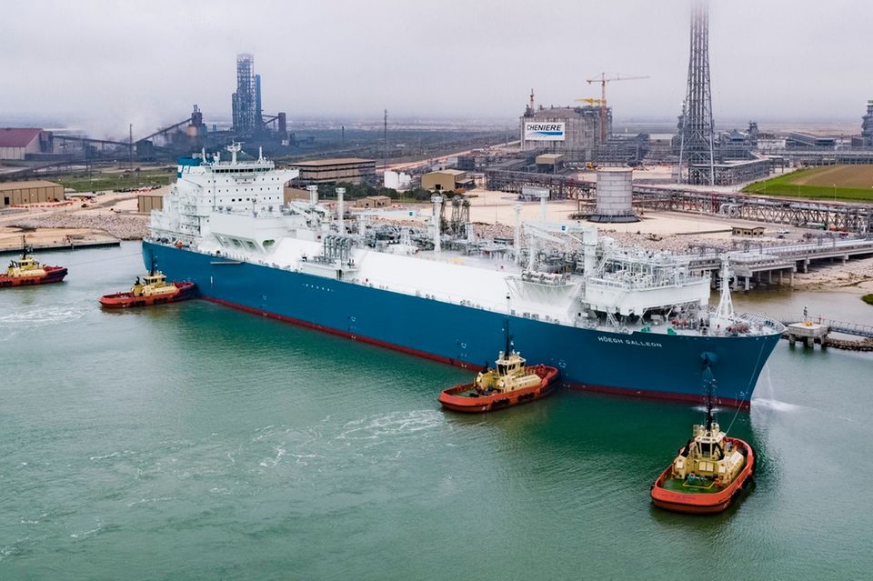 Am Verladeterminal von Cheniere Energy in der Nachbarschaft von Port Arthur,