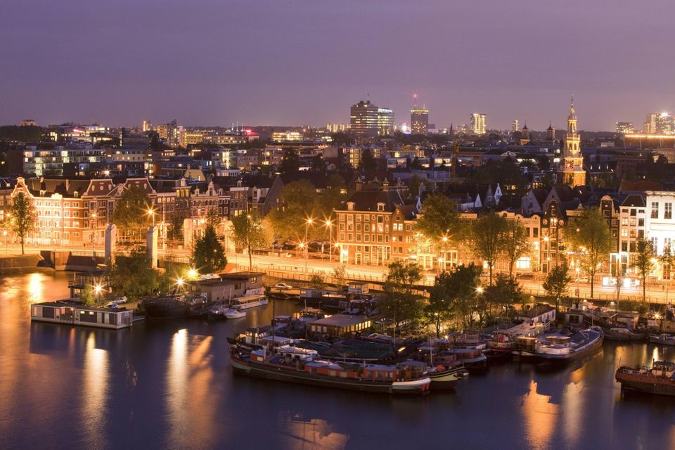 Luftansicht vom Hafen in Amsterdam