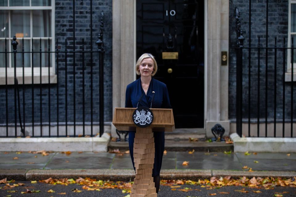 Liz Truss bei der Verkündung ihres Rücktritts