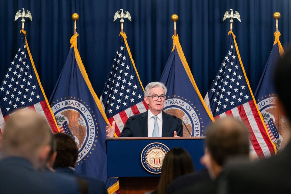 US-Notenbankchef Jerome Powell spricht nach der vierten Zinserhöhung in Folge zur Presse