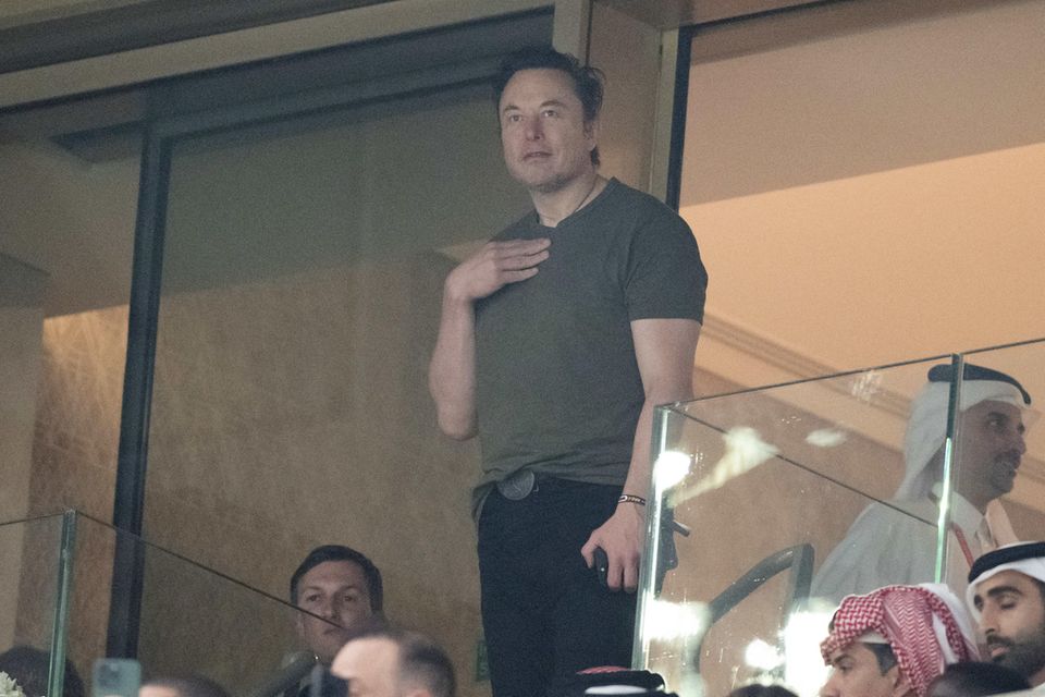 Elon Musk am Sonntag auf der VIP-Tribüne des WM-Finales in Katar