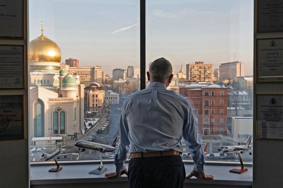 Perry Neumann schaut auf Moskau – aus dem Büro seines Unternehmens Noytech am Olimpiyskiy Prospekt
