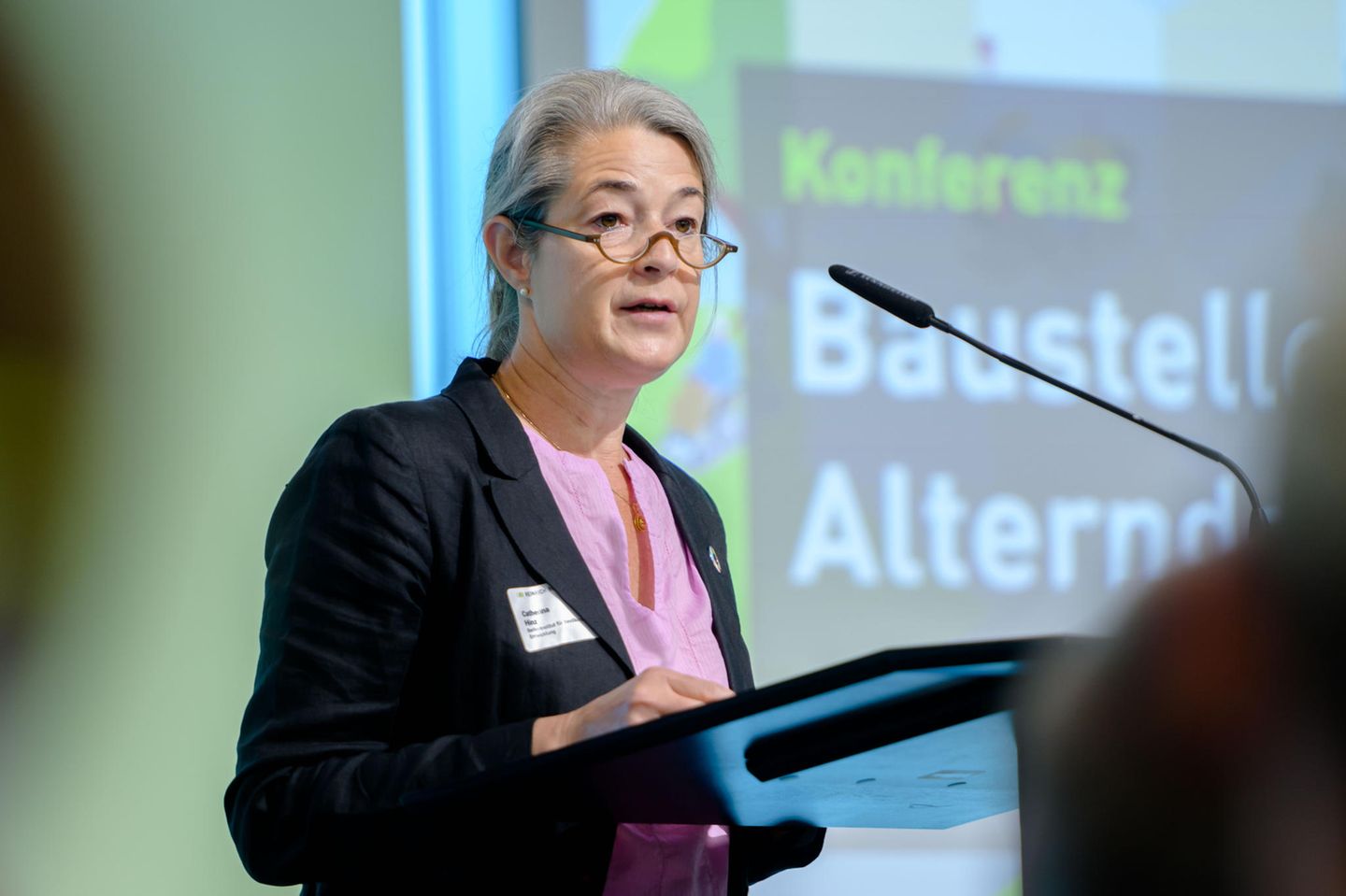 Catherina Hinz spricht auf einer Konferenz der Heinrich-Böll-Stiftung