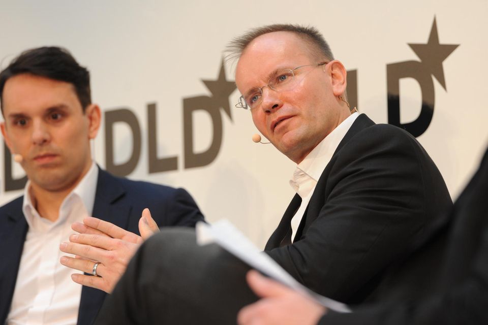 Christian Angermayer (l.) bei einem Konferenzauftritt mit dem damaligen Wirecard-CEO Markus Braun 2016. Auch mit den Wirecard-Chefs pflegte der Investor Kontakte