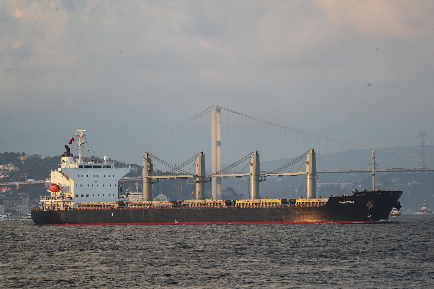 Der Getreidefrachter „Navi Star“ mit 33.000 Tonnen Korn für Irland passiert vergangenen August den Bosporus in Istanbul