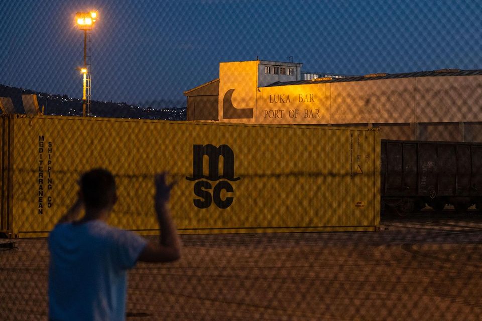 Ein MSC-Container im Hafen von Bar 