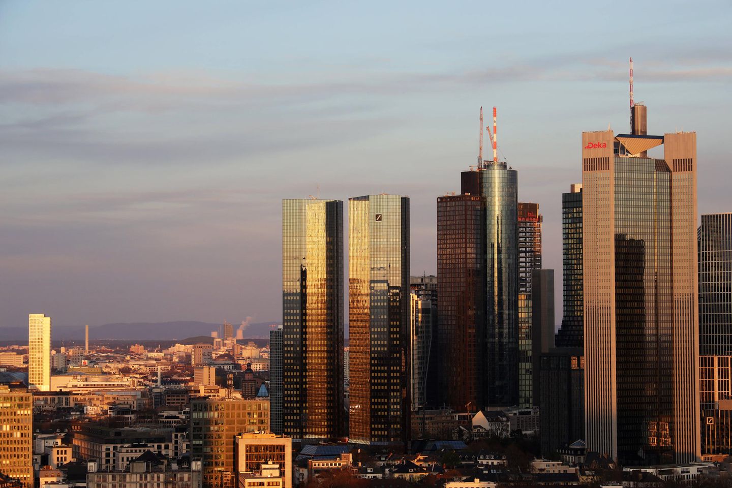 Blick auf die Bankenhochhäuser in Frankfurt