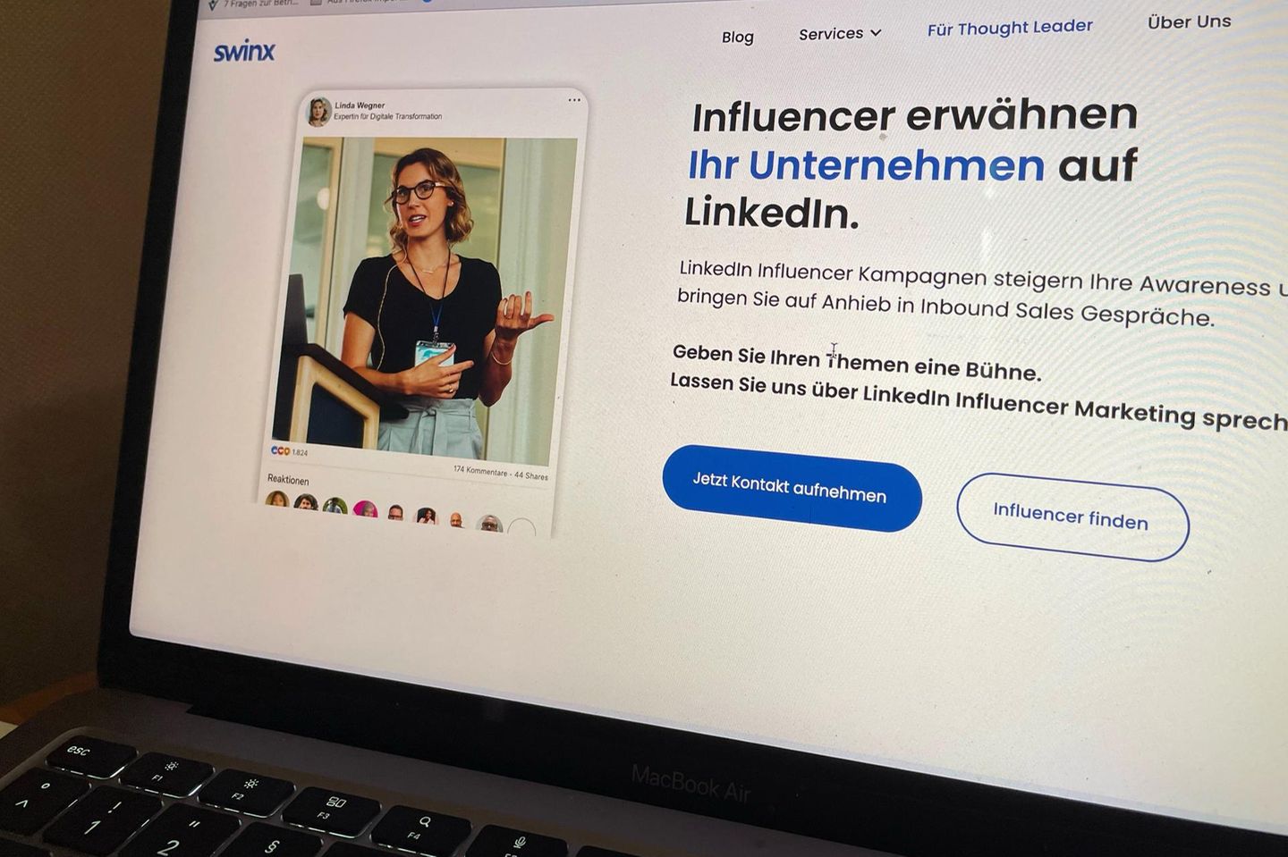 Screenshot der Swinx-Webseite