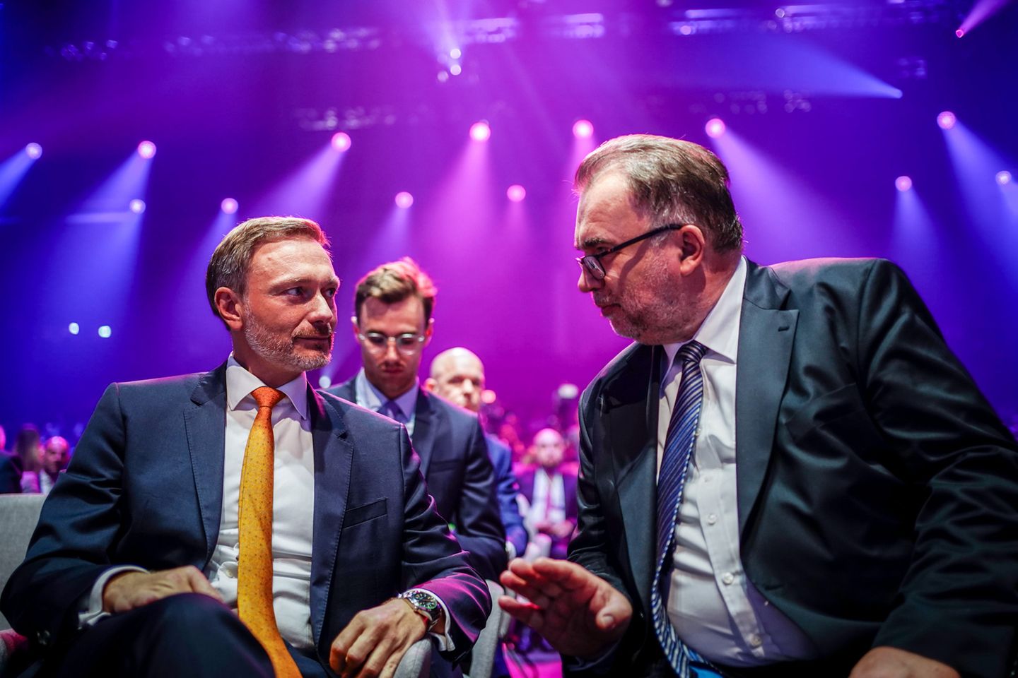 Finanzminister Christian Lindner (links) und BDI-Präsident Siegfried Russwurm beim Tag der deutschen Industrie zu Wochenbeginn