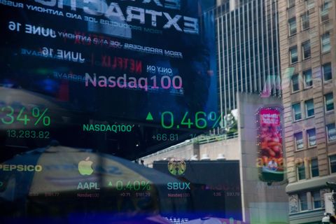 Blick auf einen Bildschirm an der Computerbörse Nasdaq in New York
