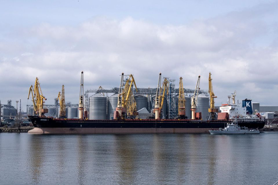 Das Getreideterminal im Hafen von Odessa im April 2023