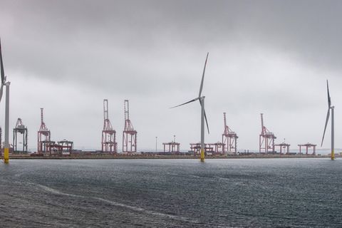 Beleolico bei Taranto in Süditalien ist der erste Offshore-Windpark mit chinesischen Windturbinen in Europa