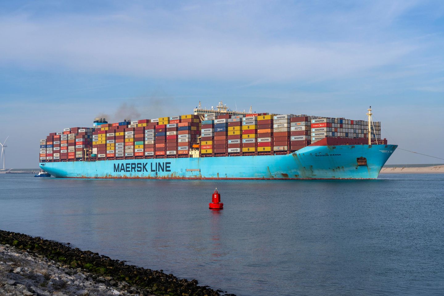 Bald ausgedient? Ein herkömmlich betriebenes Containerschiff der Reederei Maersk