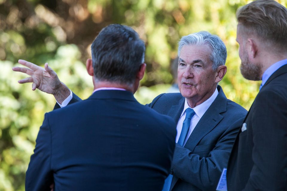 Fed-Chef Jerome Powell beim Treffen der Notenbanker 2022 in Jackson Hole