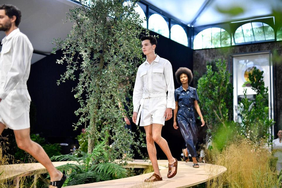 Birkenstock-Kreationen auf einer Modenschau in Paris 2017