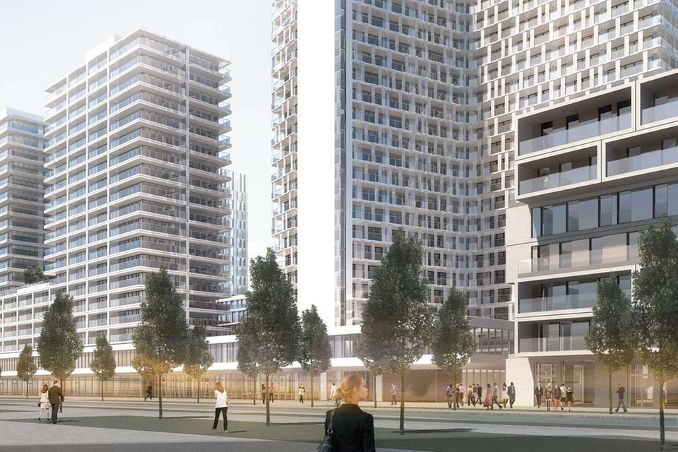 Wunschvorstellung: Am Offenbacher Kaiserlei-Kreisel steht eine der größten Bauruinen der Region Frankfurt am Main