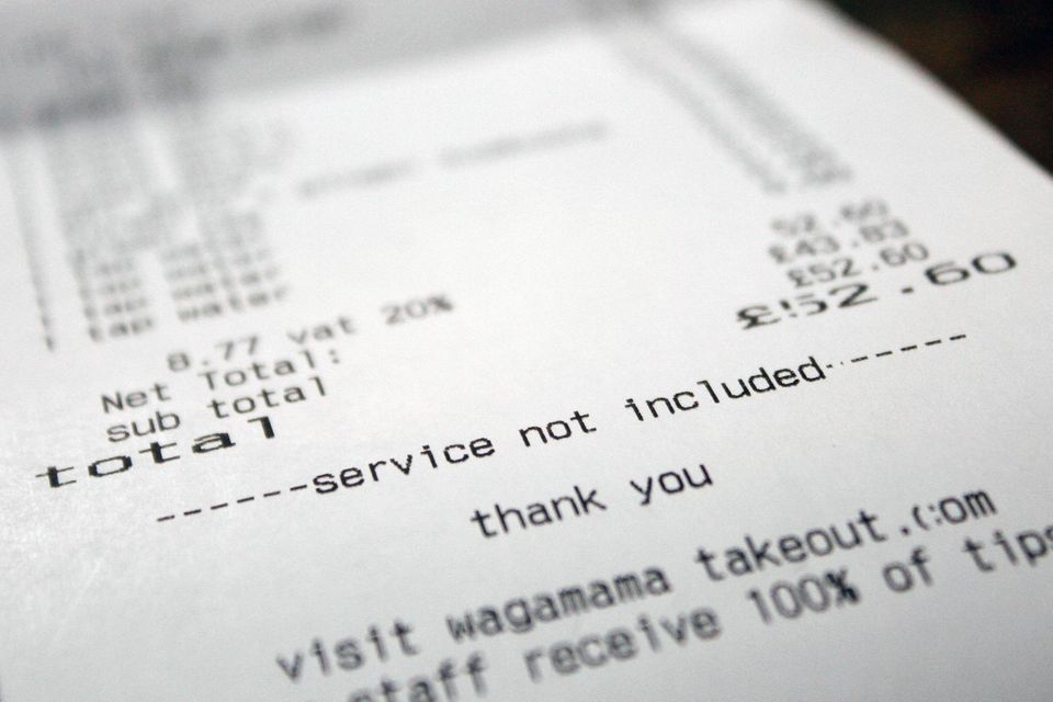 Quittung in britischem Restaurant: Trinkgelder sind zuletzt sprunghaft angestiegen