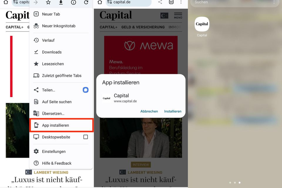 Schnellzugriff: So platzieren Sie Capital auf Ihrem Homescreen