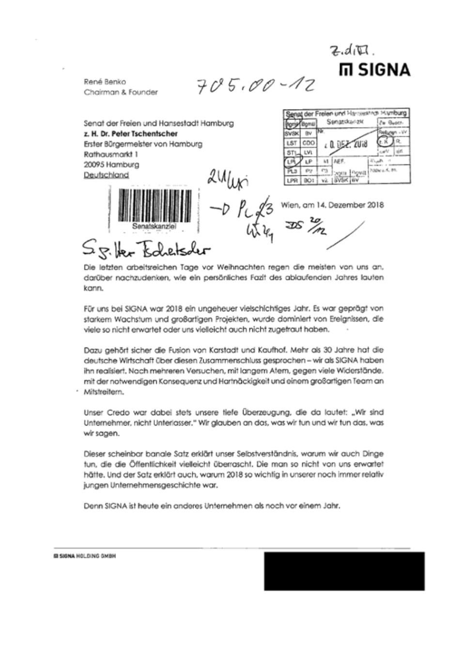 Welche Rolle spielte Benko in seinem Unternehmen? Auf offiziellem Briefpapier nannte sich Benko „Chairman and Founder“ der Signa-Gruppe 