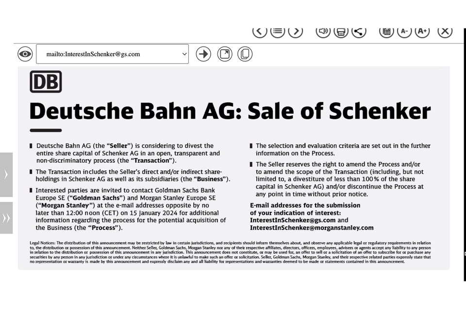 Verkaufspläne: Warum die Bahn mit einer Print-Anzeige nach Milliarden sucht