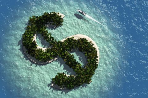 Eine Insel in Form eines Dollar-Zeichens