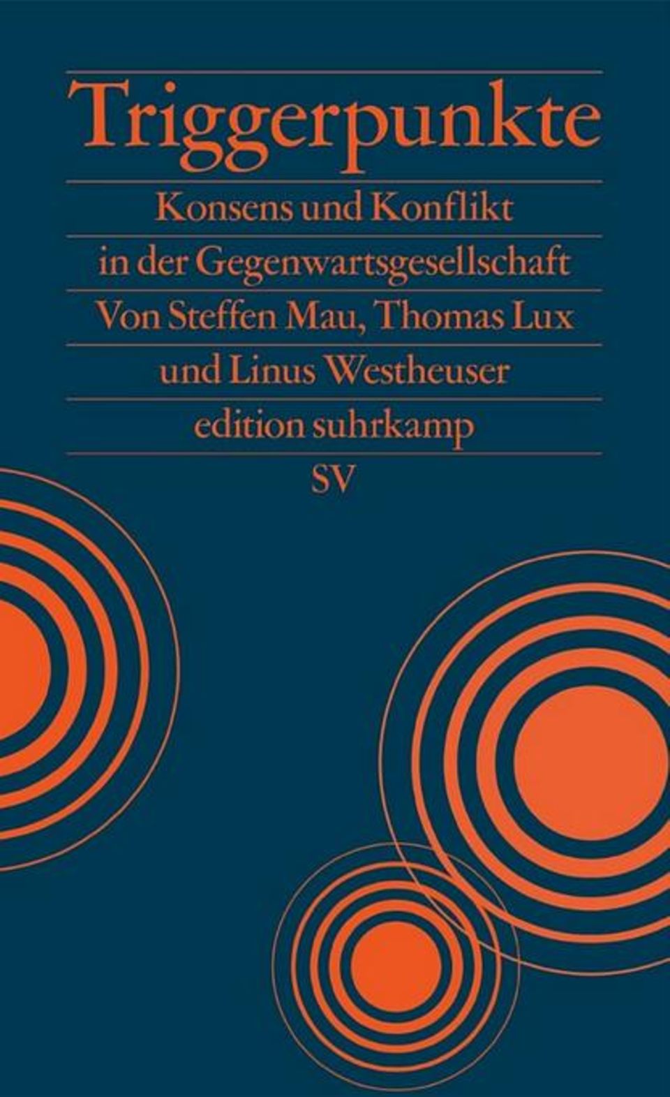 Triggerpunkte: Konsens und Konflikt in der Gegenwartsgesellschaft, Suhrkamp, ISBN: 978-3-518-02984-8, 25 Euro.