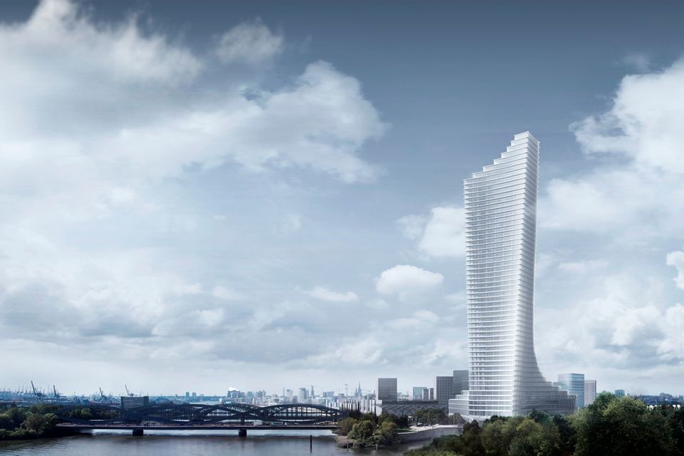 Elbtower  Mit dem Elbtower an den Hamburger Elbbrücken wollte René Benko der Hansestadt ein 950 Mio. Euro teures Wahrzeichen bauen (siehe Modell im Bild). Mit 64 Etagen und 245 Metern Höhe wäre es bei Fertigstellung der höchste Wolkenkratzer Hamburgs und der dritthöchste Deutschlands. Doch nach der Insolvenz der Signa Prime Selection meldete am 19. Januar auch die Entwicklungsgesellschaft und Grundstückseigentümerin Elbtower Immobilien GmbH & Co. KG Insolvenz an.