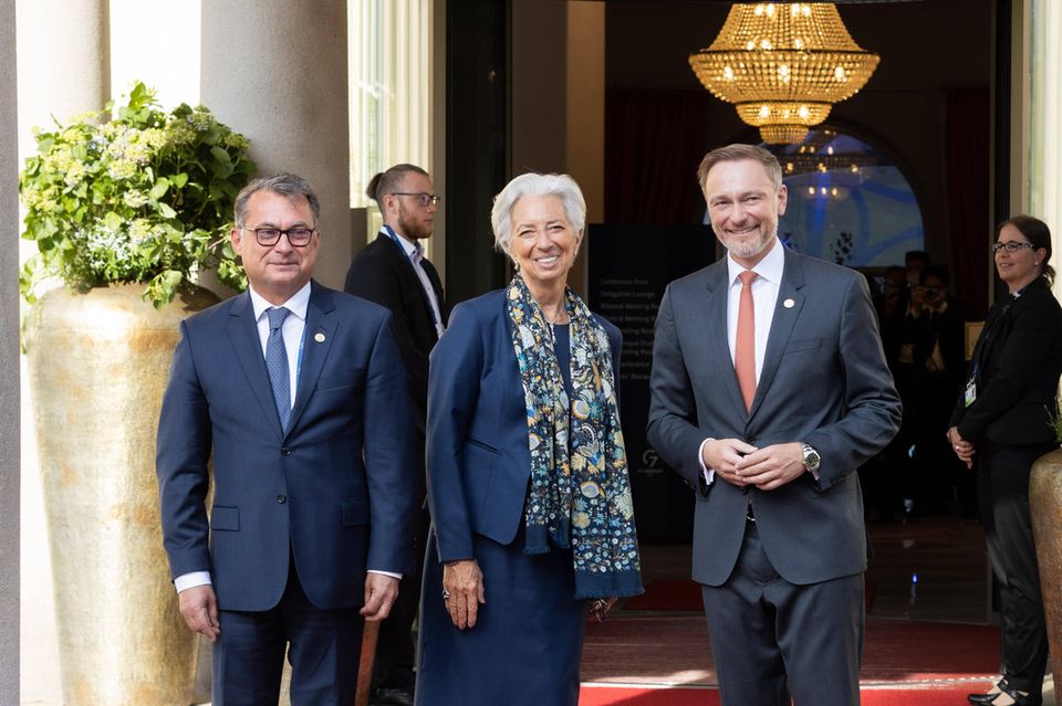 Joachim Nagel mit EZB-Präsidentin Christine Lagarde und Finanzminister Christian Lindner (v.l.n.r.)