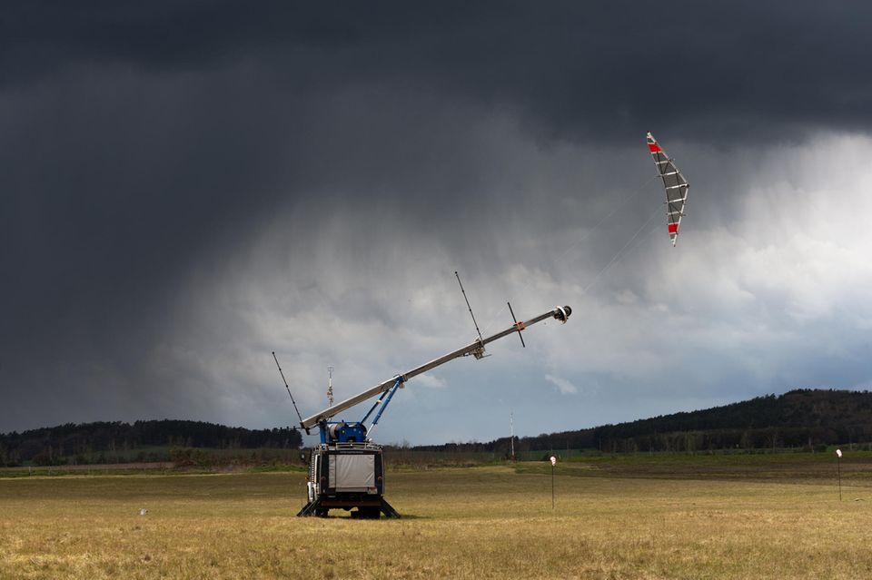 Bei Enerkites Entwicklung wird ein Flugdrachen in eine Rotationsbewegung gebracht
