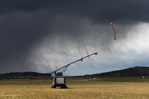 Bei Enerkites Entwicklung wird ein Flugdrachen in eine Rotationsbewegung gebracht