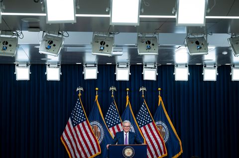 Fed-Präsident Jerome Powell spricht bei einer Pressekonferenz