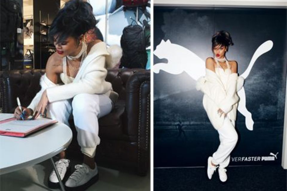Bei ihrer Vertragsunterzeichnung trug Rihanna bereits Schuhe mit einem Design, das sich Puma später exklusiv sicherte