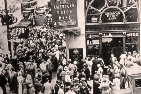 Straßenszene während der Großen Depression 1931