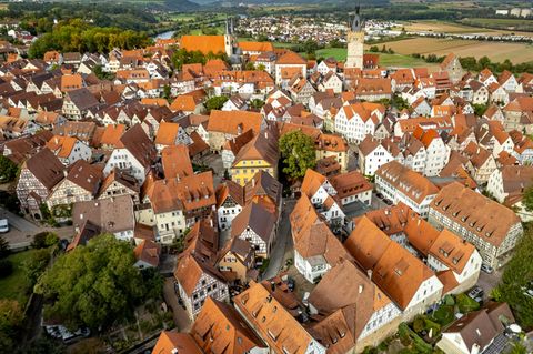 Blick auf Häuser von Bad Wimpfen bei Heilbronn