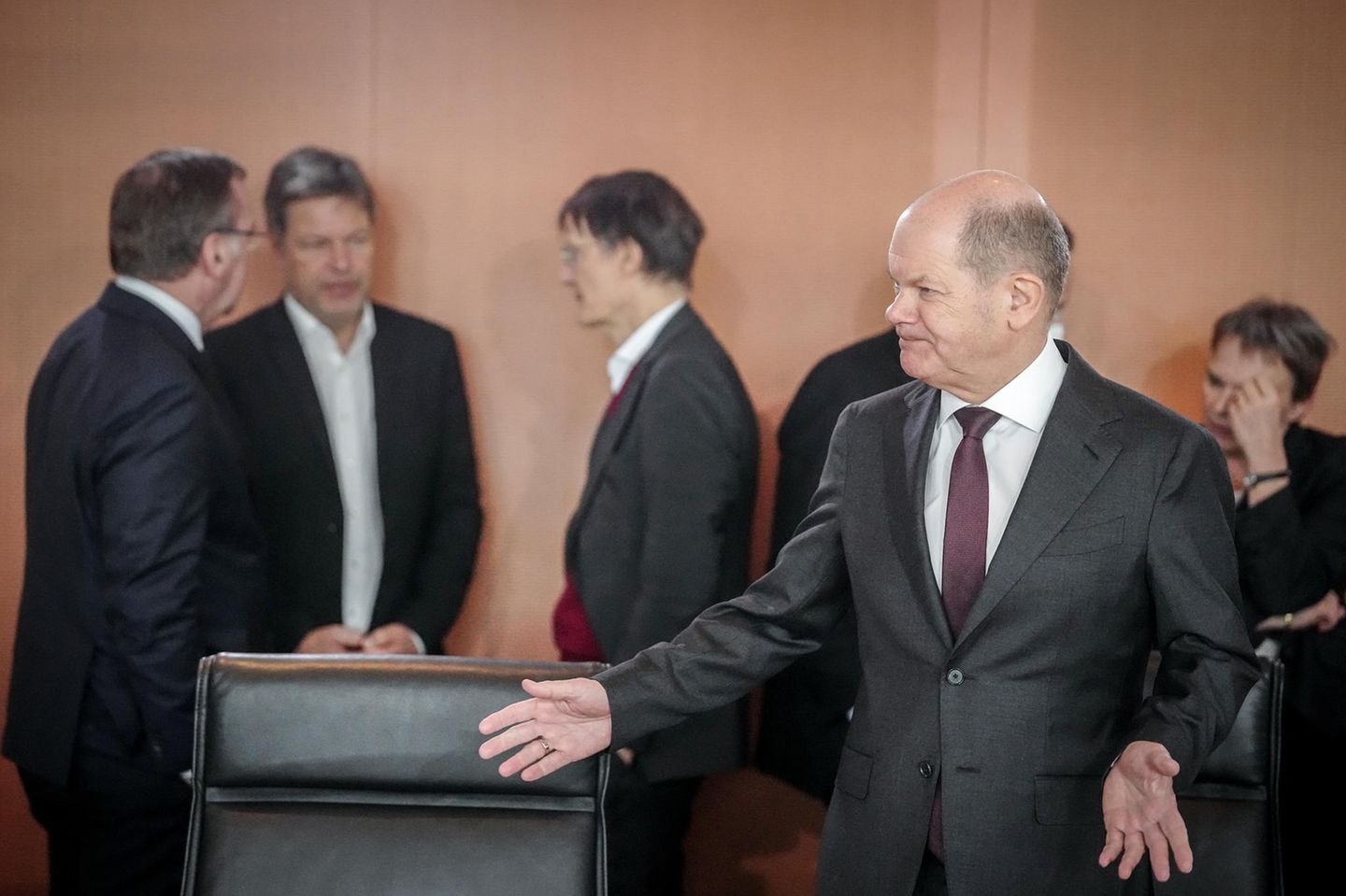 Bundeskanzler Olaf Scholz bei einer Kabinettsitzung Ende März in Berlin