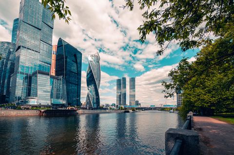Blick auf das „Moscow City“ genannten Geschäftszentrum der russischen Hauptstadt