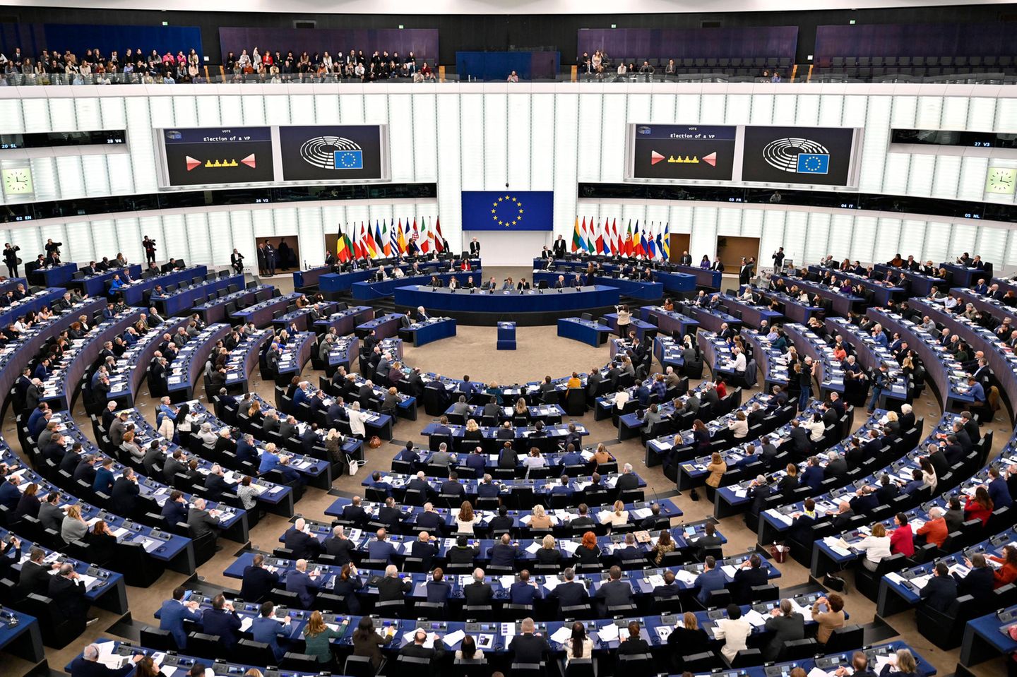 Blick in den Plenarsaal des Europaparlaments in Straßburg