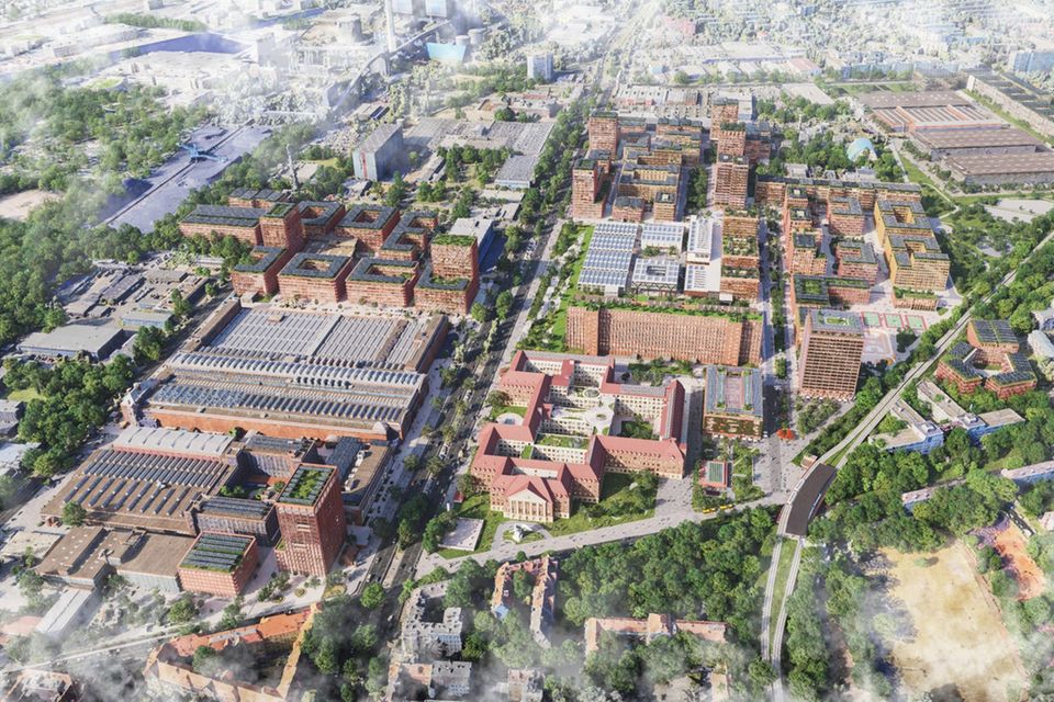 Blick auf den Siemensstadt-Square im Berliner Bezirk Spandau