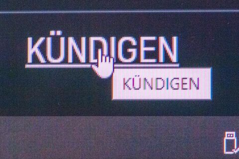 Screenshot eines Kündigungsbuttons auf einer Website