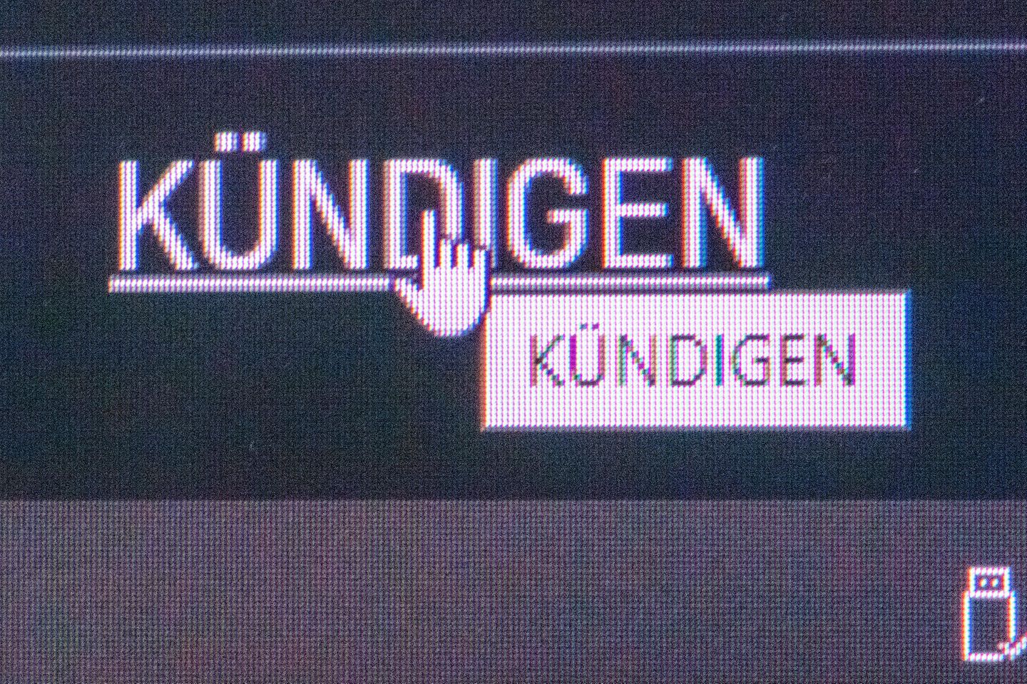 Screenshot eines Kündigungsbuttons auf einer Website