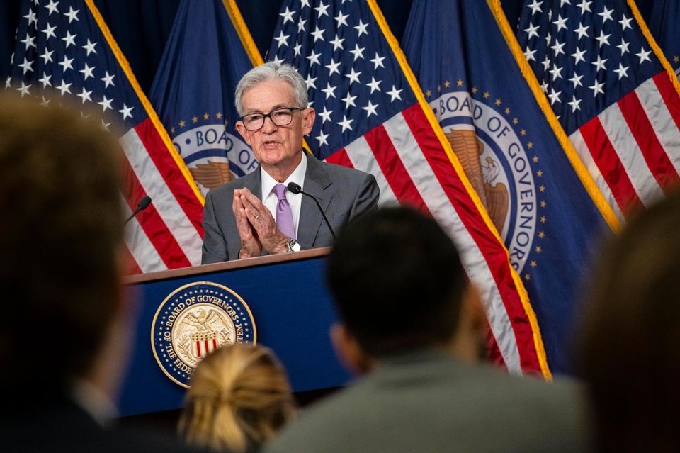 Fed-Chef Jerome Powell bei der Pressekonferenz der US-Notenbank