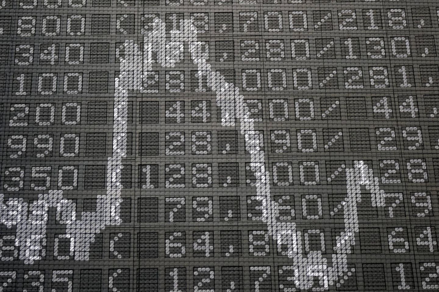Auf einer Anzeigetafel wird die Kurve des DAX dargestellt