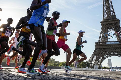 Olympischer Marahon in Paris: im Laufsport steckt für die Hersteller enormes Wachstum. Entsprechend viel investieren sie aktuell dort