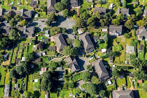 Luftbild von Häusern im Dortmunder Stadtteil Nette